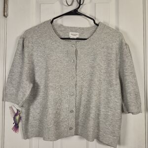 Song of Style Aimee Song Cropped Gray Button-Up Cardigan – Chic Preppy Size XL